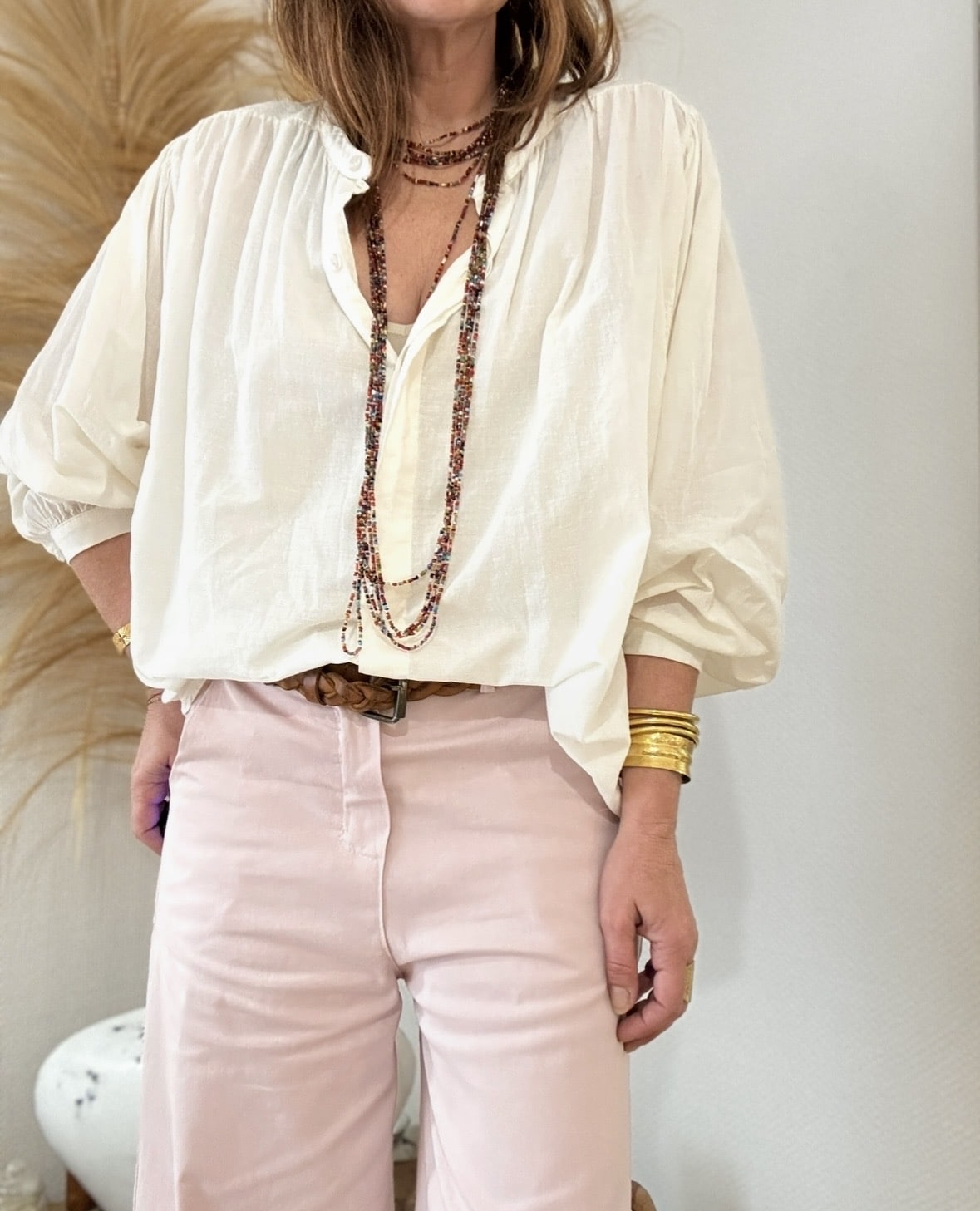 Chemise ample écrue en voile de coton Gigi – Image 4