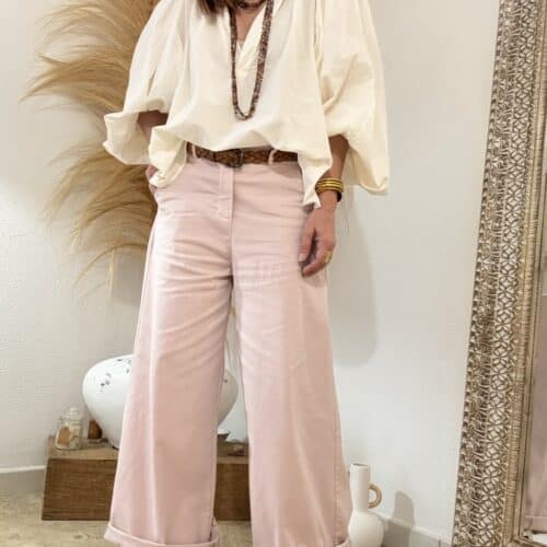 Pantalon Simon rose antique coupe droite ample