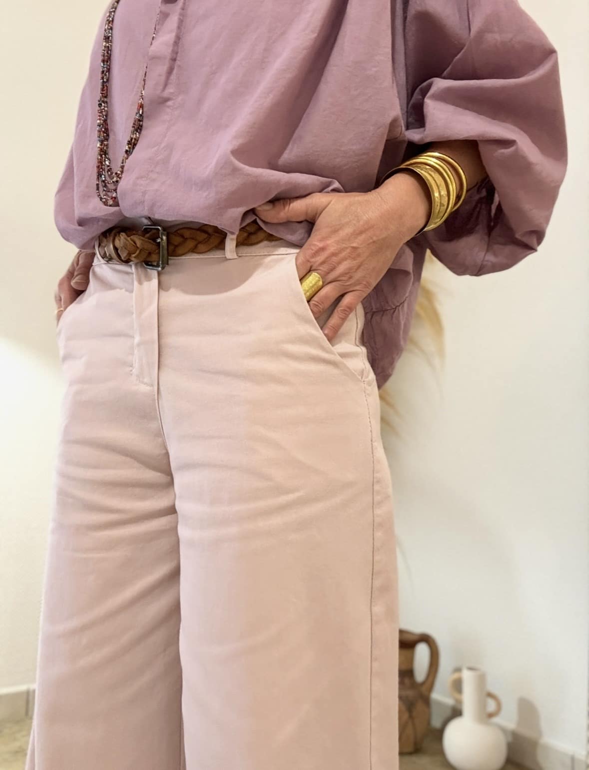 Pantalon Simon rose antique coupe droite ample – Image 5