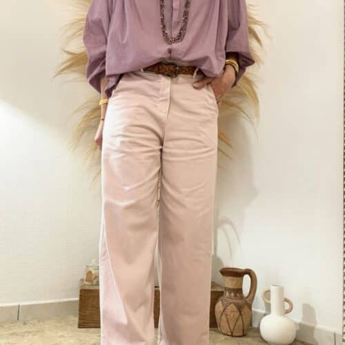 Pantalon Simon rose antique coupe droite ample