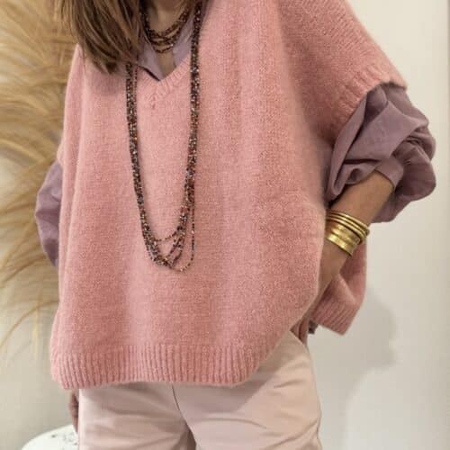 Pull oversize en kid mohair rose ancien Noé
