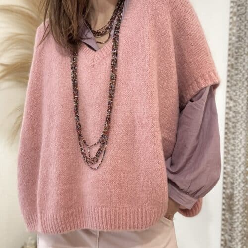 Pull oversize en kid mohair rose ancien Noé