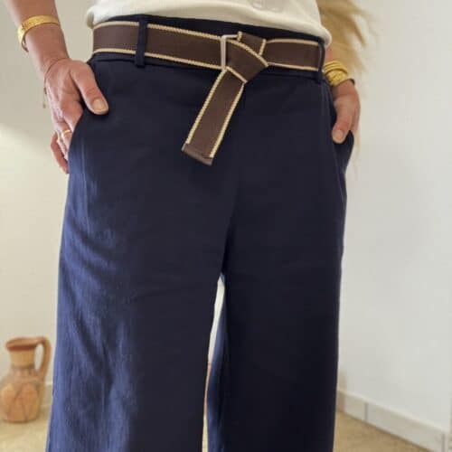 Pantalon Paulin marine coupe droite ample