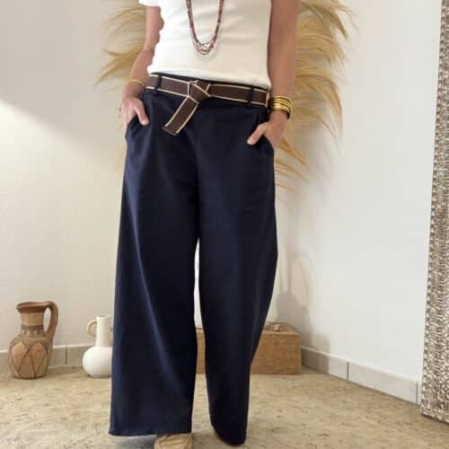 Pantalon Paulin marine coupe droite ample