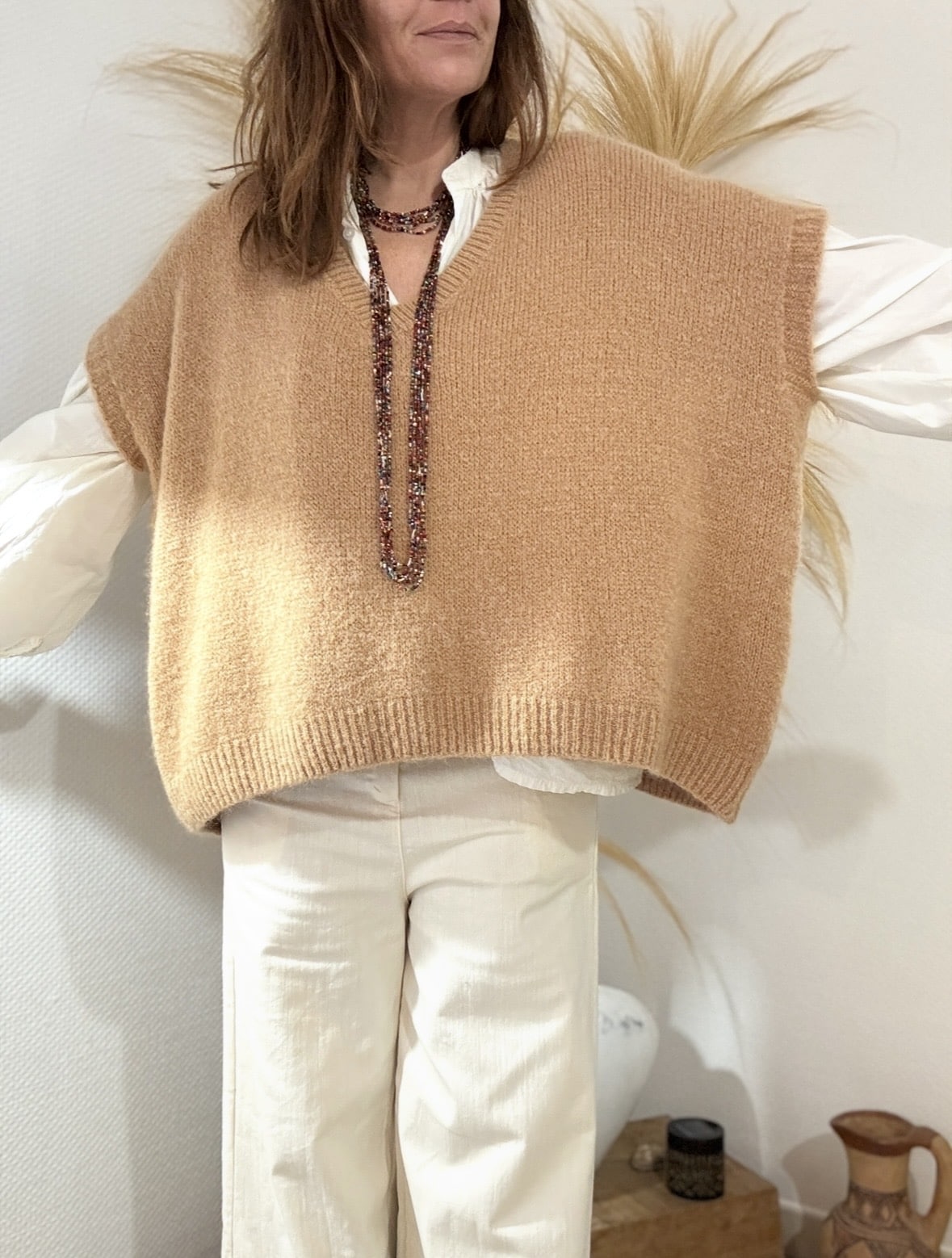 Pull oversize en kid mohair camel Noé – Image 5