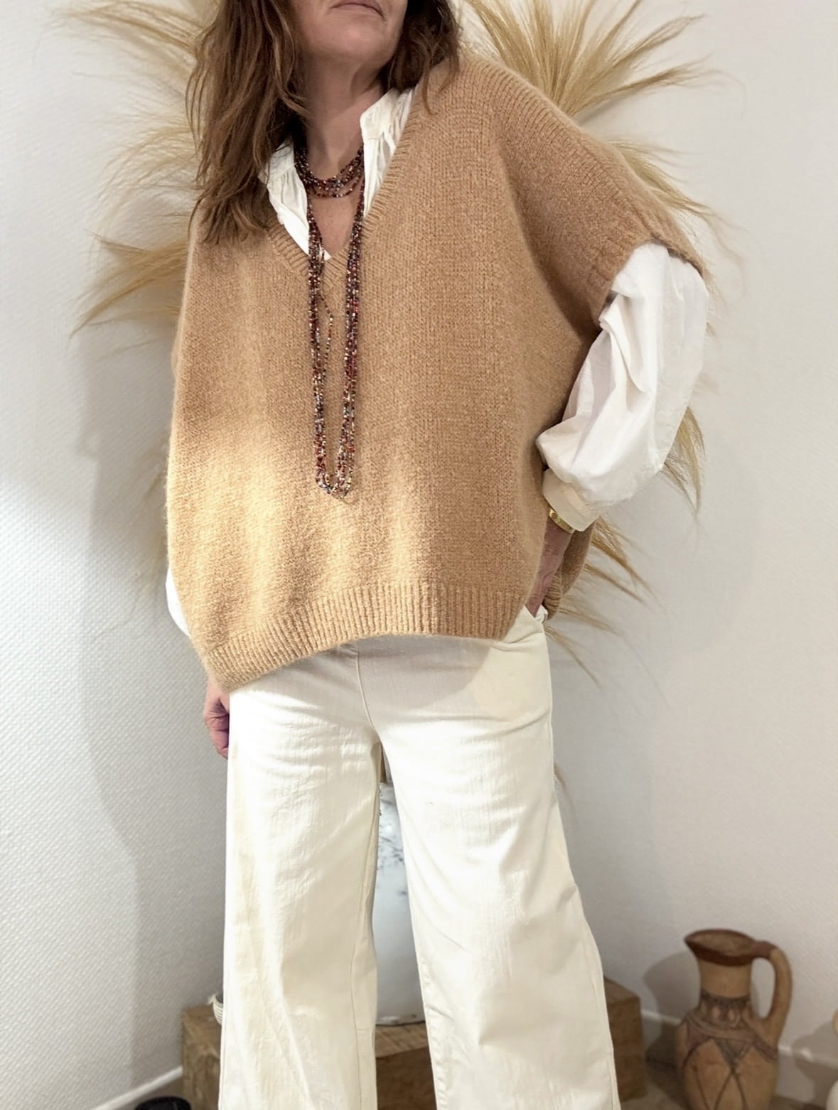 Pull oversize en kid mohair camel Noé – Image 3