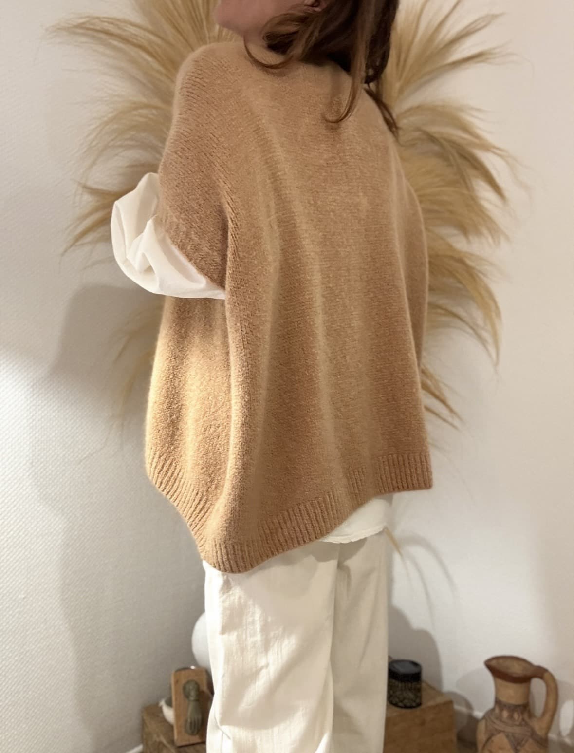 Pull oversize en kid mohair camel Noé – Image 2