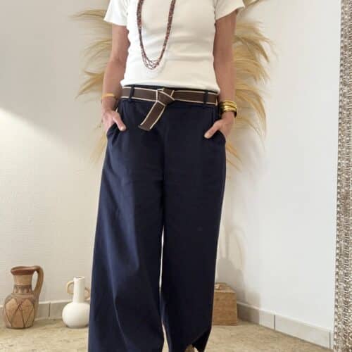 T-shirt Jausselin manches courtes en coton blanc cotelé