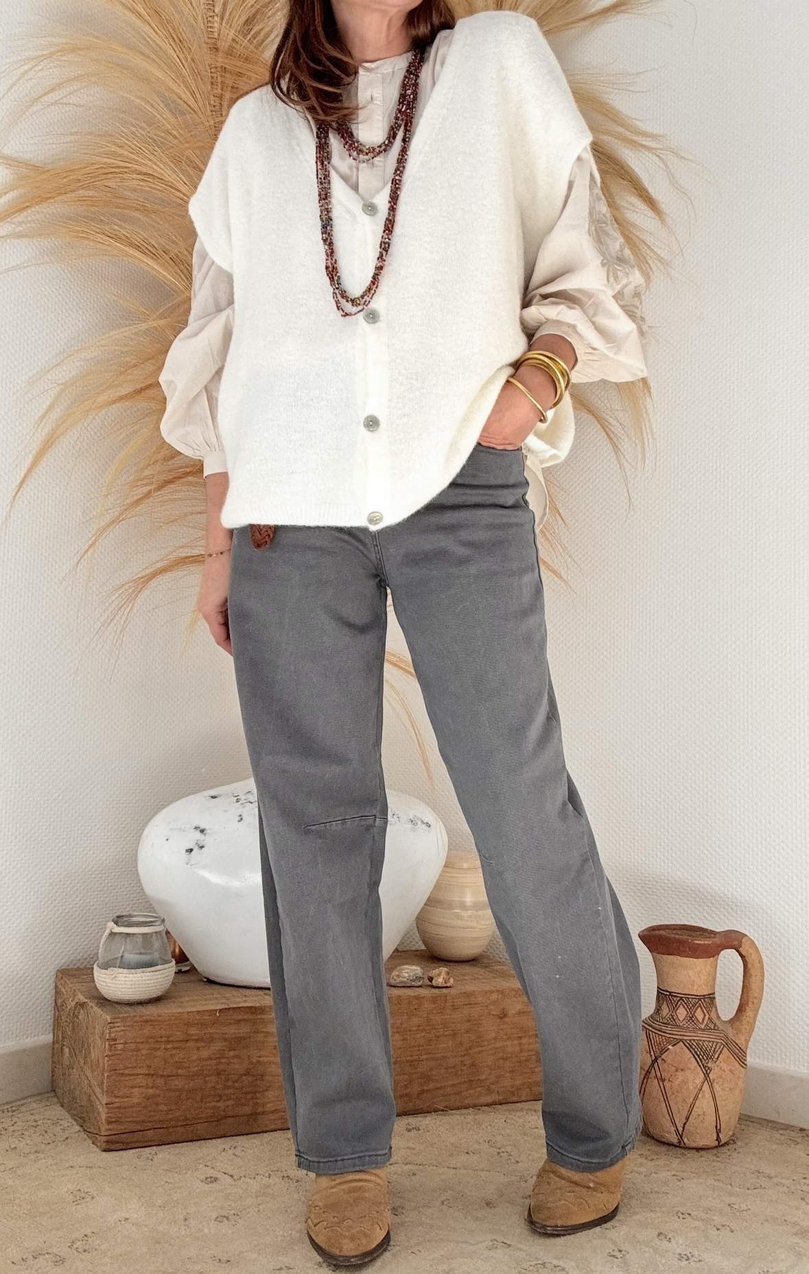 Gilet écru en baby alpaga Forséti – Image 6