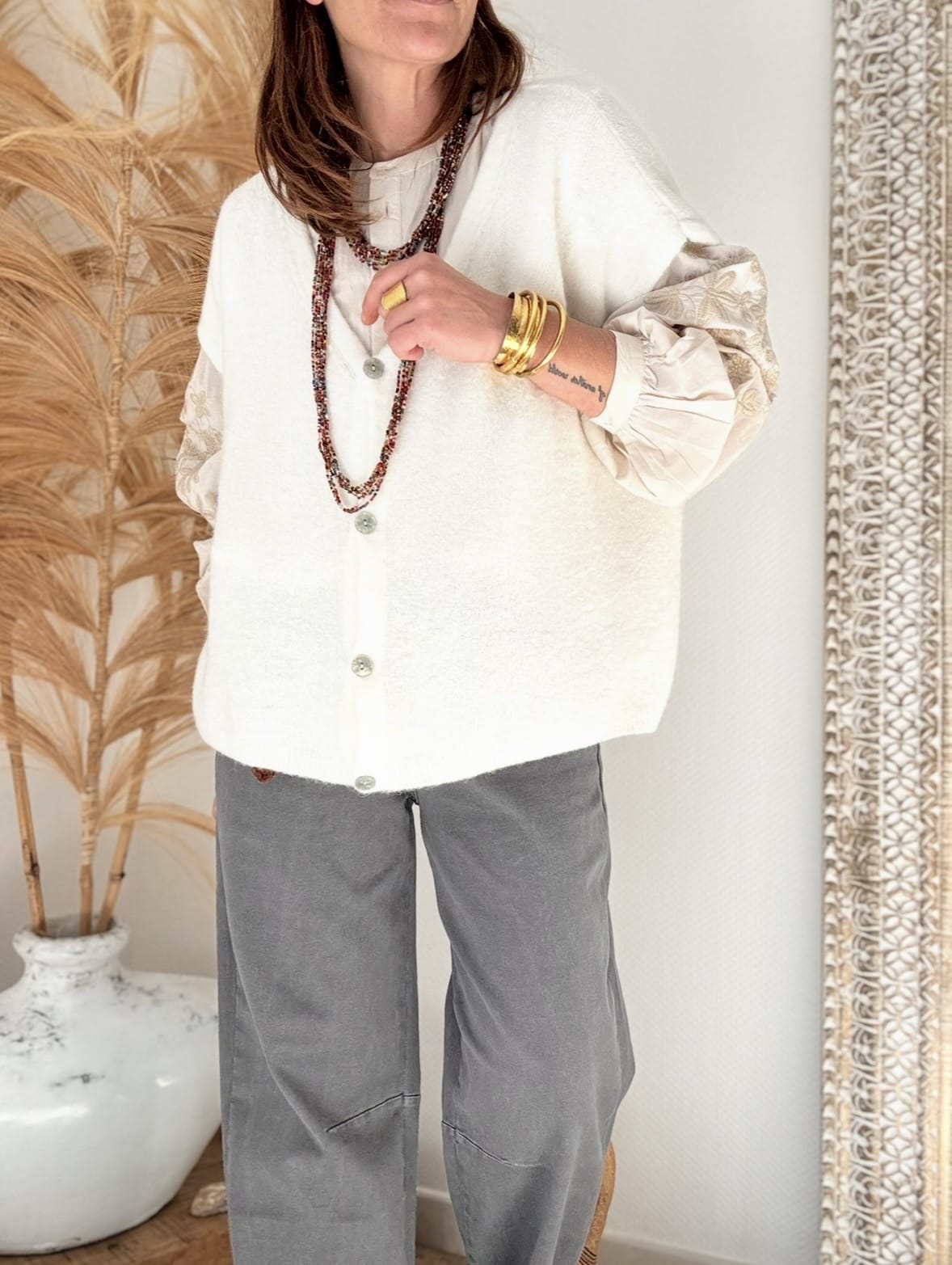 Gilet écru en baby alpaga Forséti – Image 4