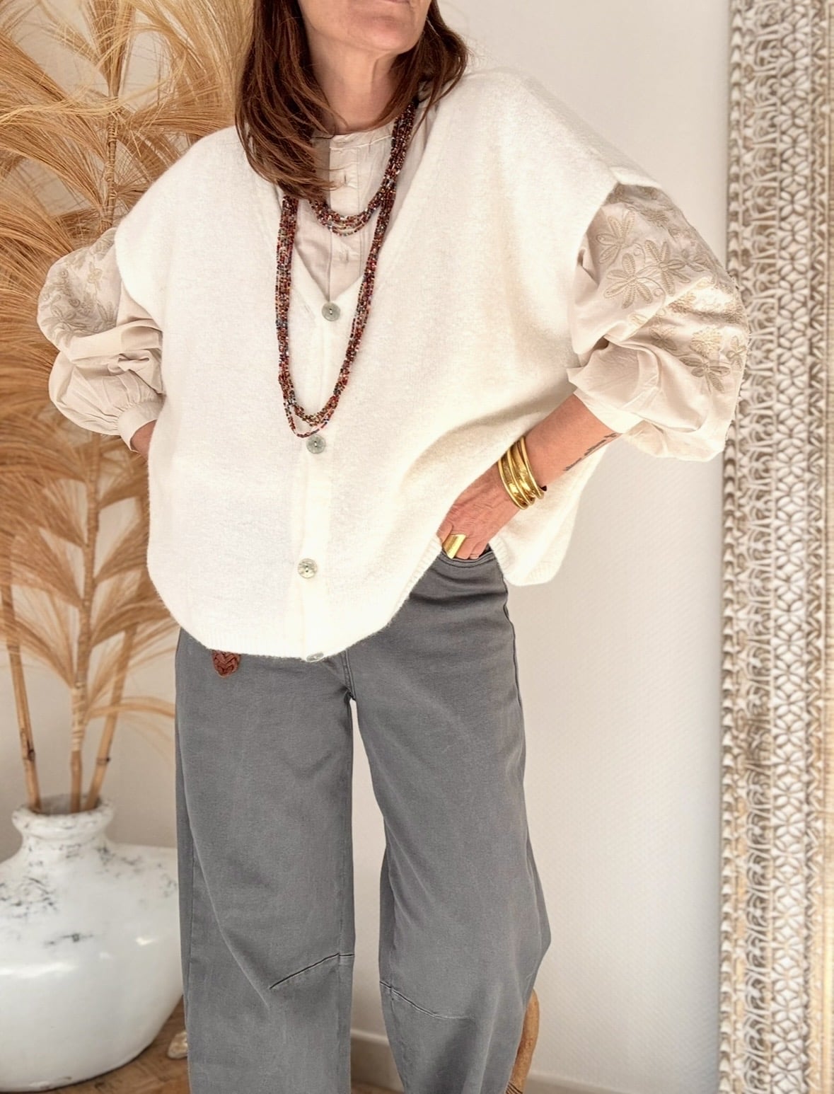 Gilet écru en baby alpaga Forséti – Image 3