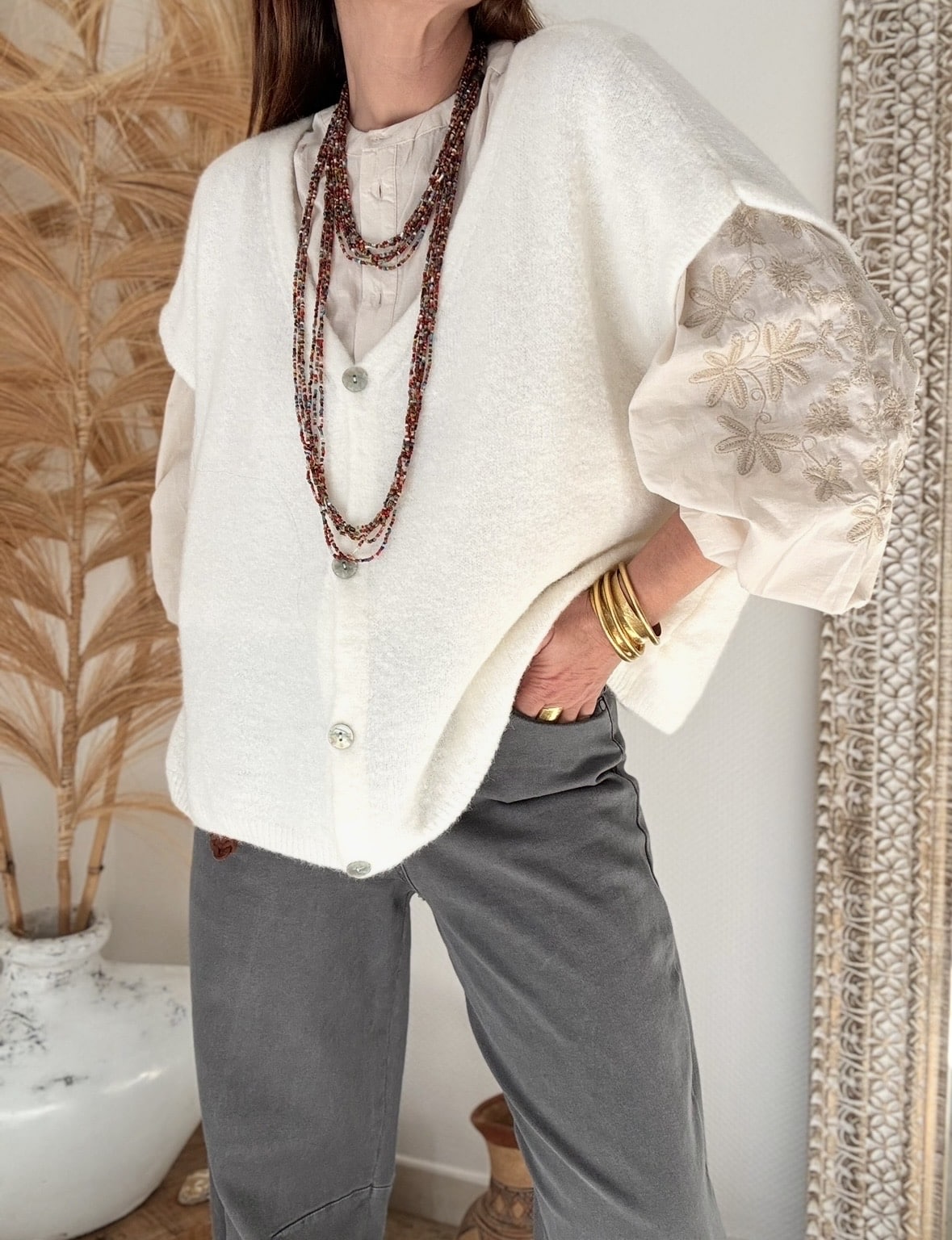 Gilet écru en baby alpaga Forséti – Image 2