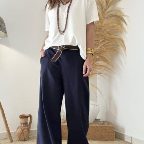 T-shirt Alfred en coton blanc col V