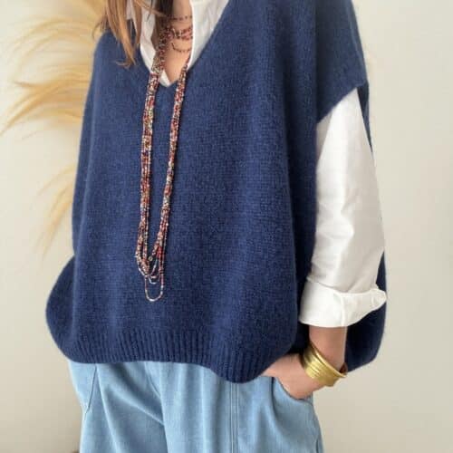 Pull oversize en kid mohair marine Noé