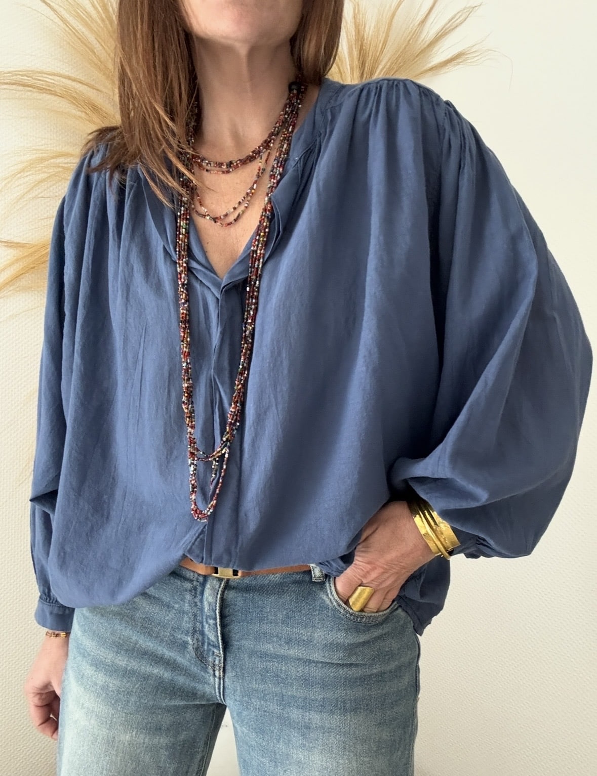 Chemise ample marine en voile de coton Gigi – Image 4