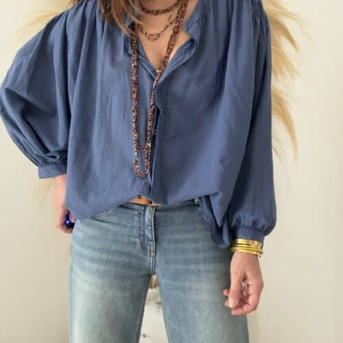 Chemise ample marine en voile de coton Gigi