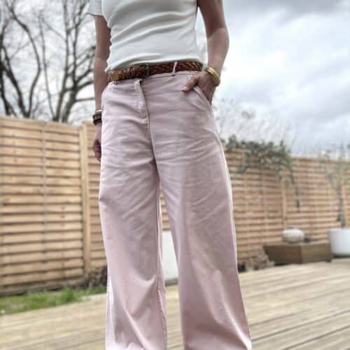Pantalon Simon rose antique coupe droite ample