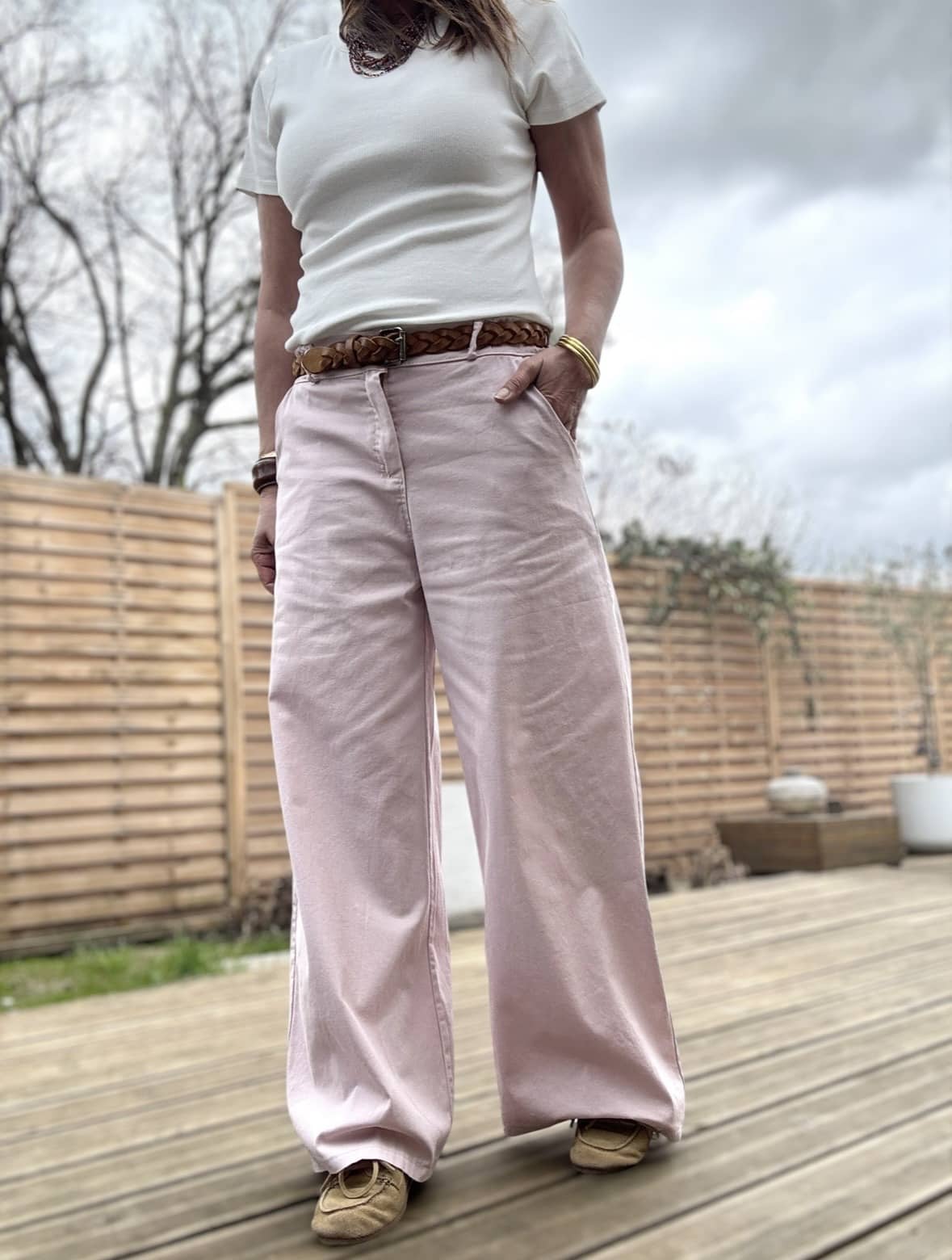 Pantalon Simon rose antique coupe droite ample – Image 2