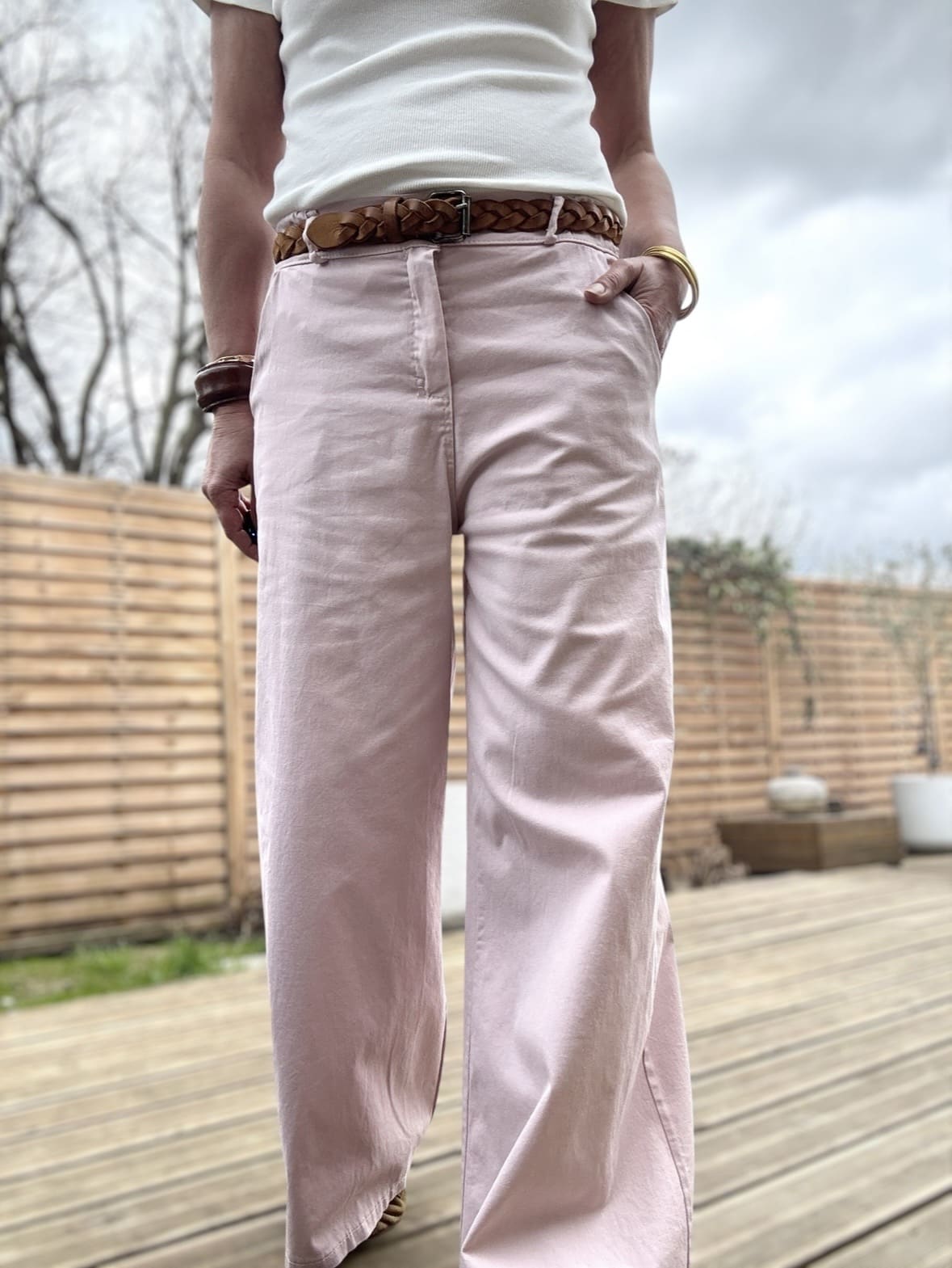 Pantalon Simon rose antique coupe droite ample