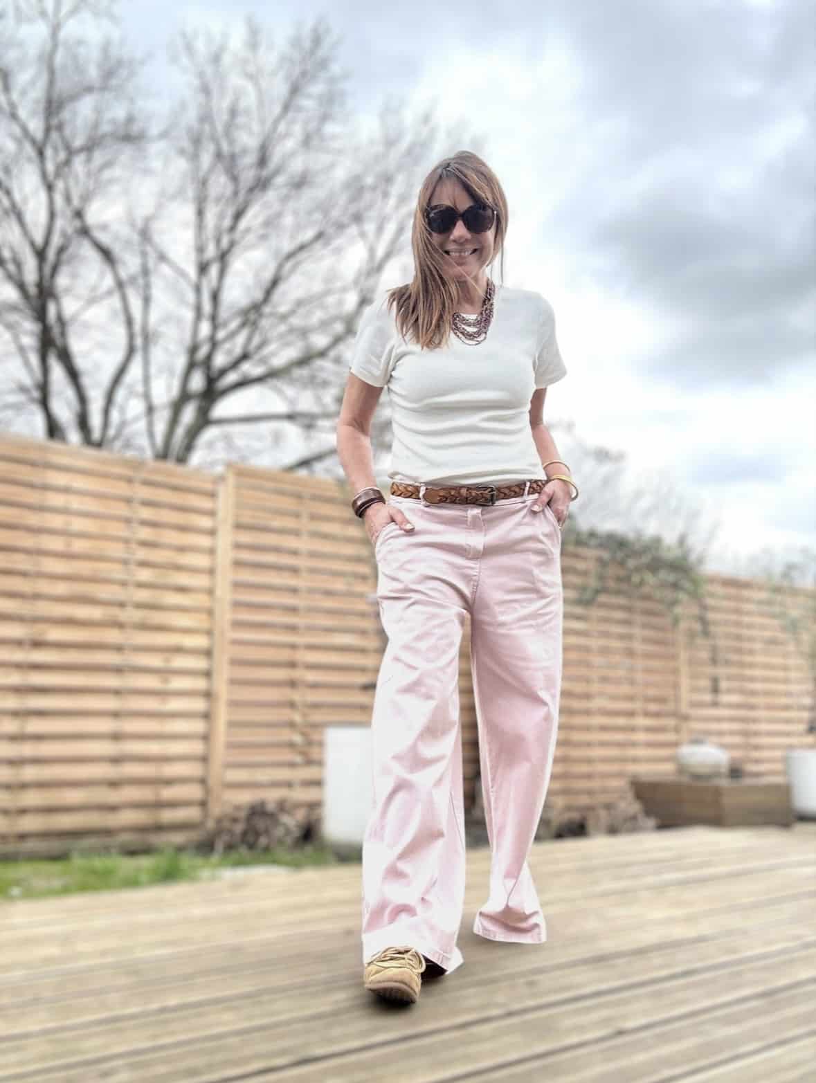 Pantalon Simon rose antique coupe droite ample – Image 4