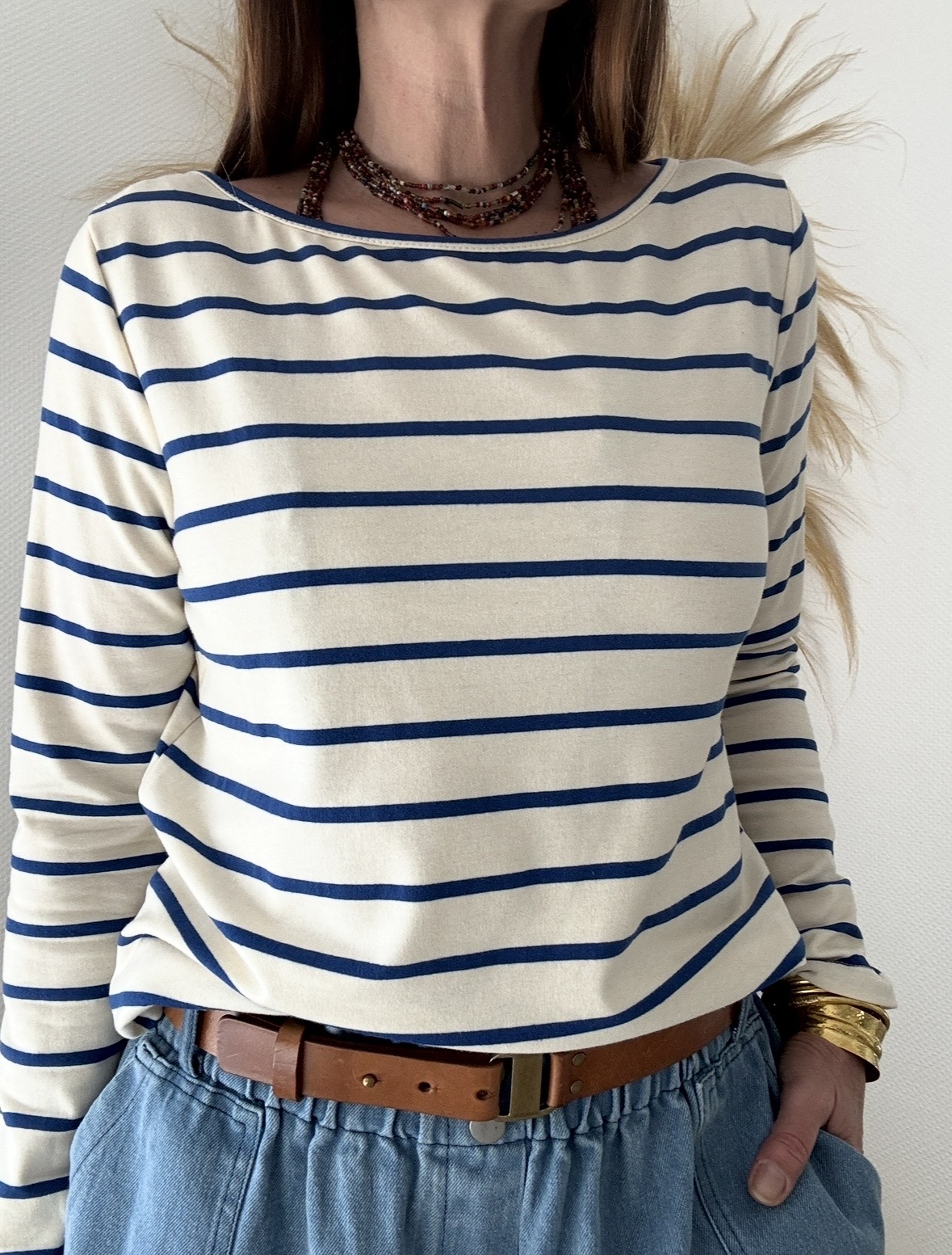 Marinière Auguste crème et bleu clair – Image 6