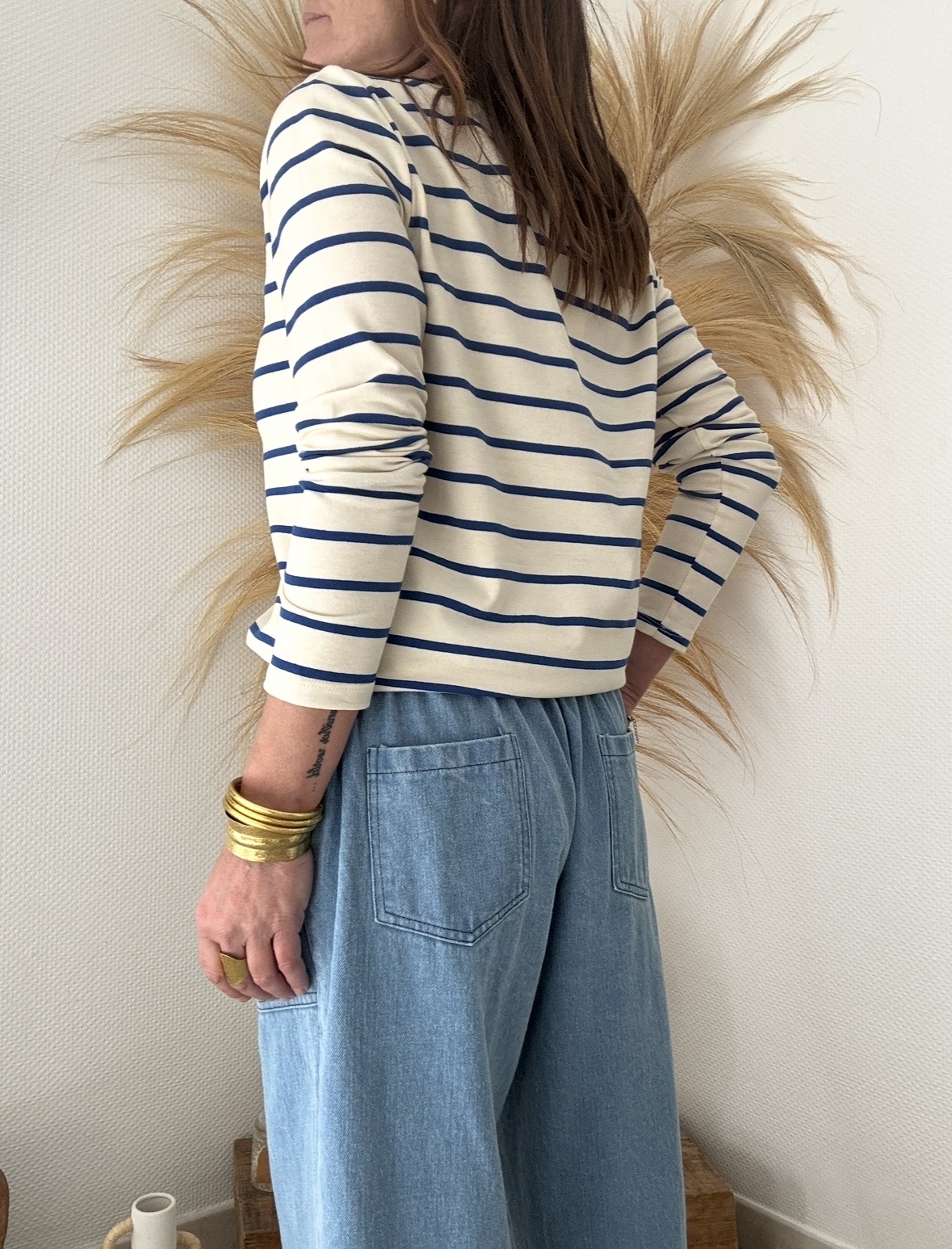 Marinière Auguste crème et bleu clair – Image 5