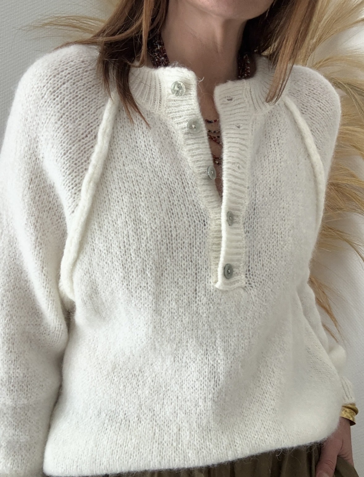 Pull Olivier écru manches raglan en kid mohair – Image 5