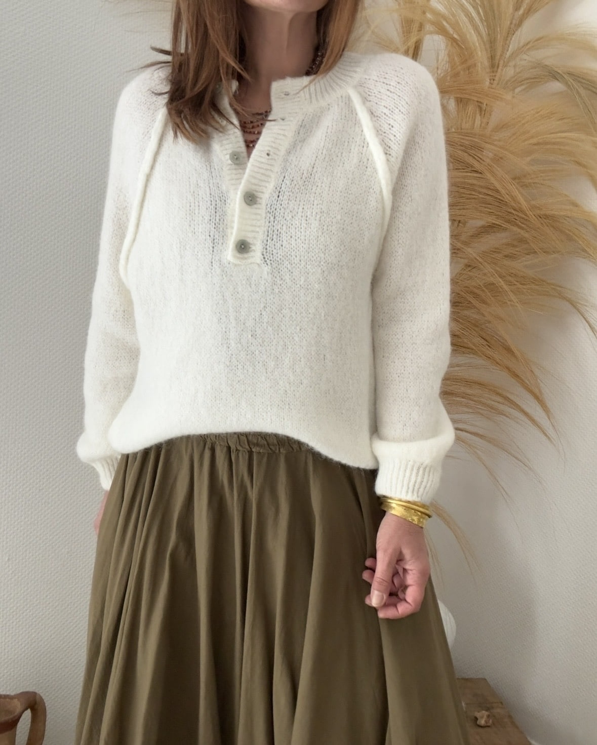 Pull Olivier écru manches raglan en kid mohair – Image 3