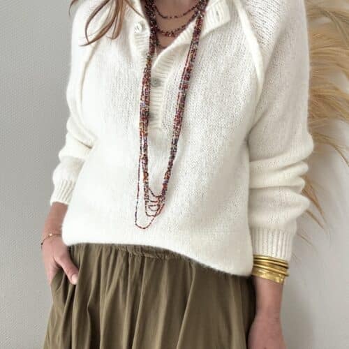 Pull Olivier écru manches raglan en kid mohair