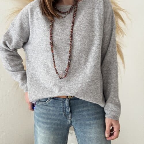 Pull fin Mady en laine vierge mérinos gris perle