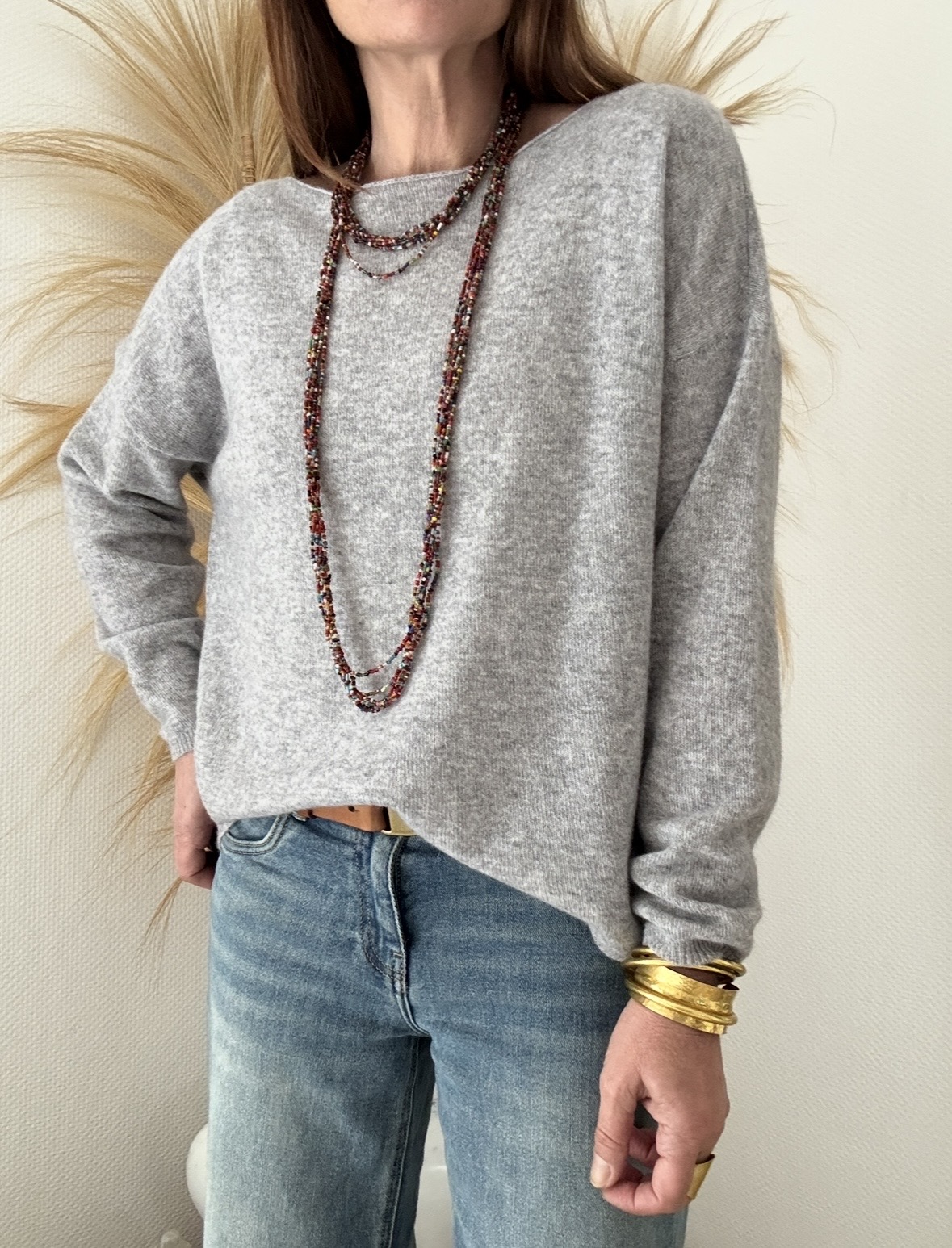 Pull fin Mady en laine vierge mérinos gris perle – Image 5