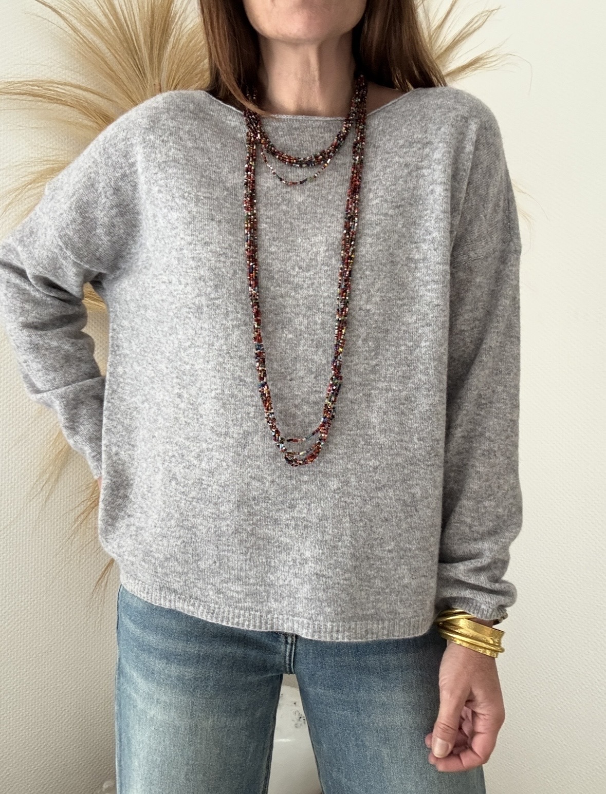 Pull fin Mady en laine vierge mérinos gris perle – Image 4