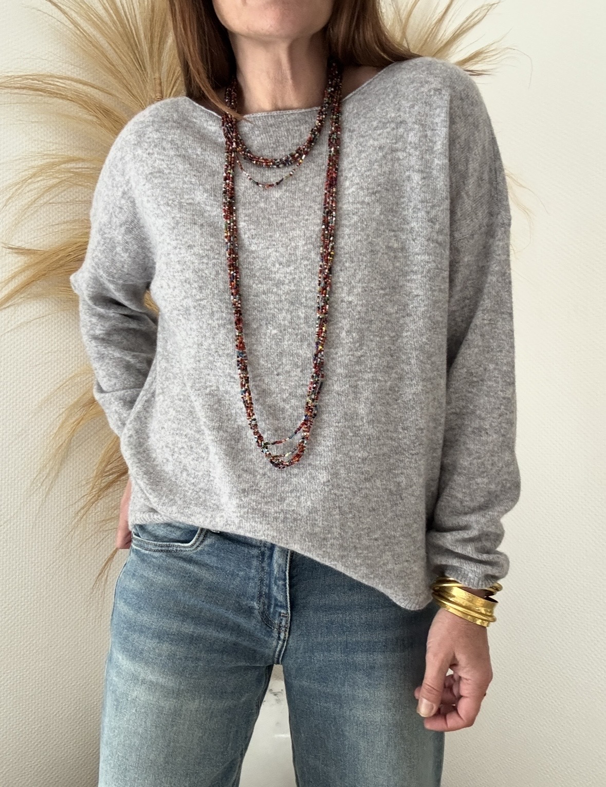 Pull fin Mady en laine vierge mérinos gris perle – Image 3