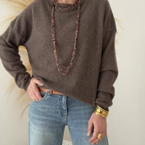Pull fin Mady en laine vierge mérinos choco