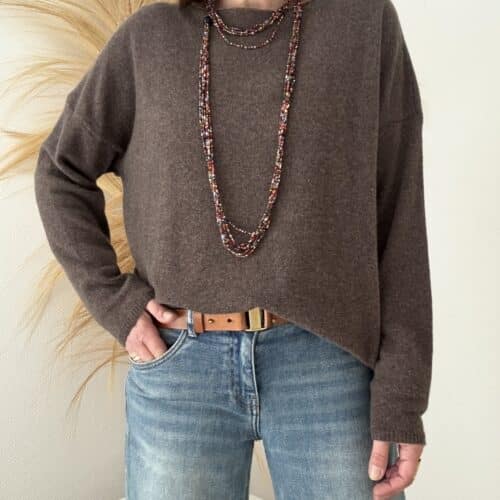 Pull fin Mady en laine vierge mérinos choco