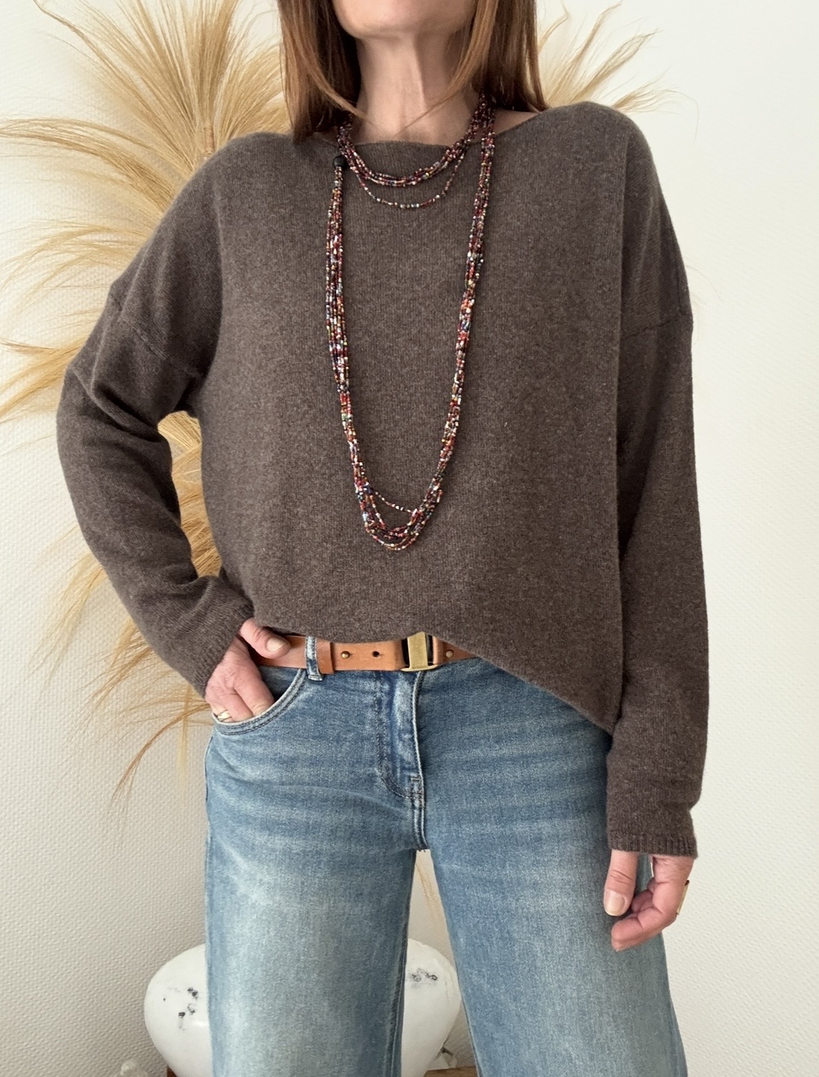 Pull fin Mady en laine vierge mérinos choco – Image 2