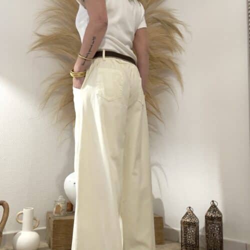 Pantalon Paulin écru coupe droite ample