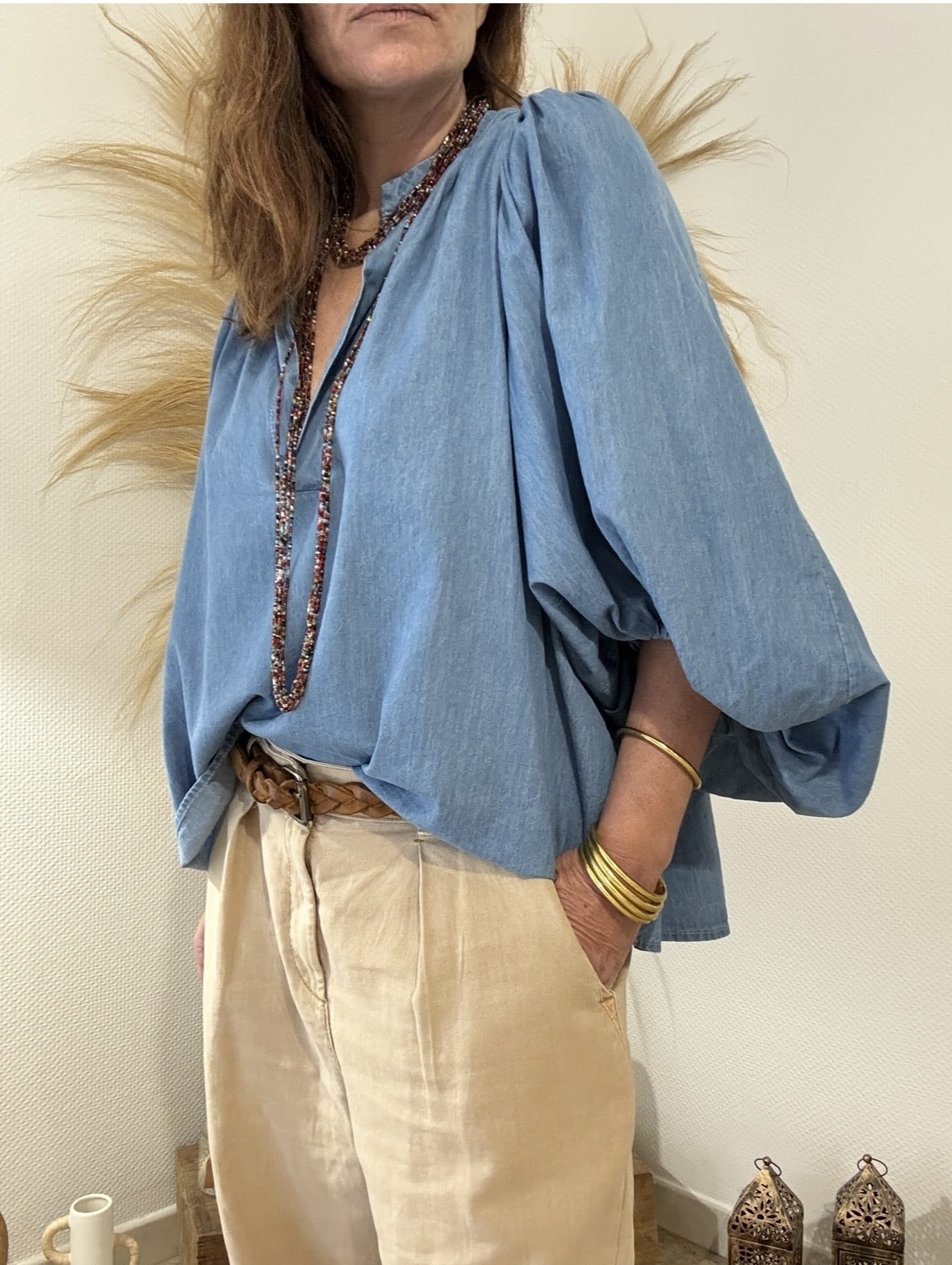 Blouse Julia ample en denim manches ballons – Image 6