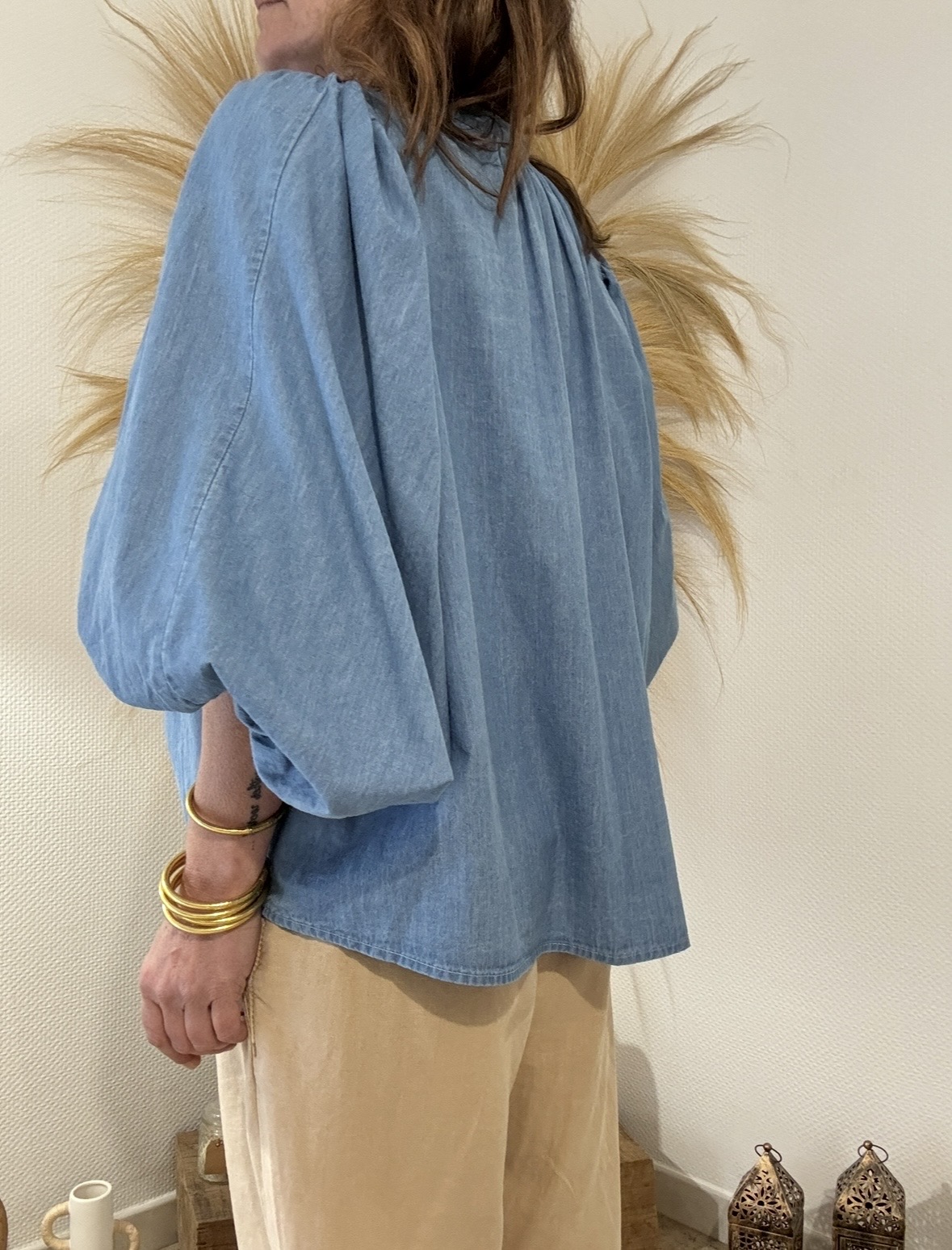 Blouse Julia ample en denim manches ballons – Image 5