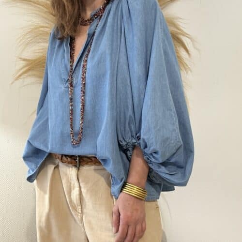 Blouse Julia ample en denim manches ballons