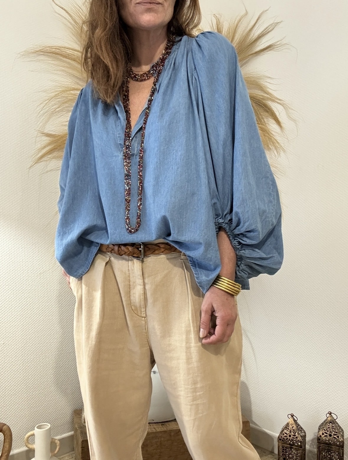 Blouse Julia ample en denim manches ballons – Image 4