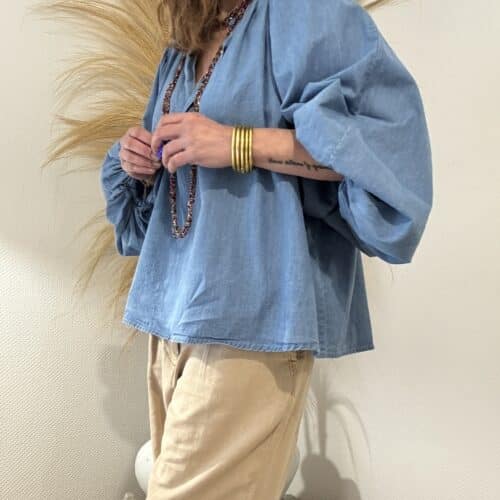 Blouse Julia ample en denim manches ballons