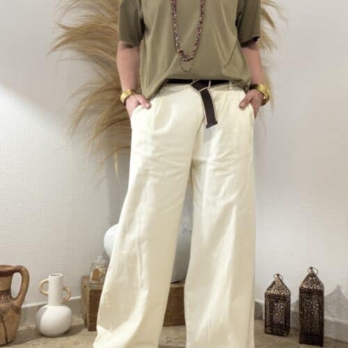 T-shirt Alfred en coton kaki col V