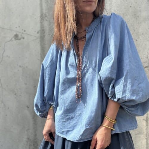 Blouse Julia ample en denim manches ballons