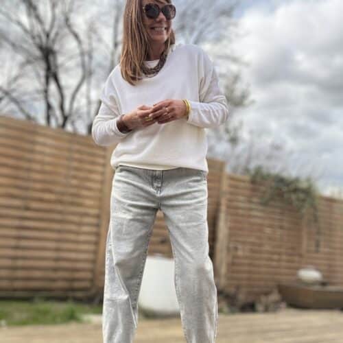 Pull fin Maddy en laine vierge mérinos écrue