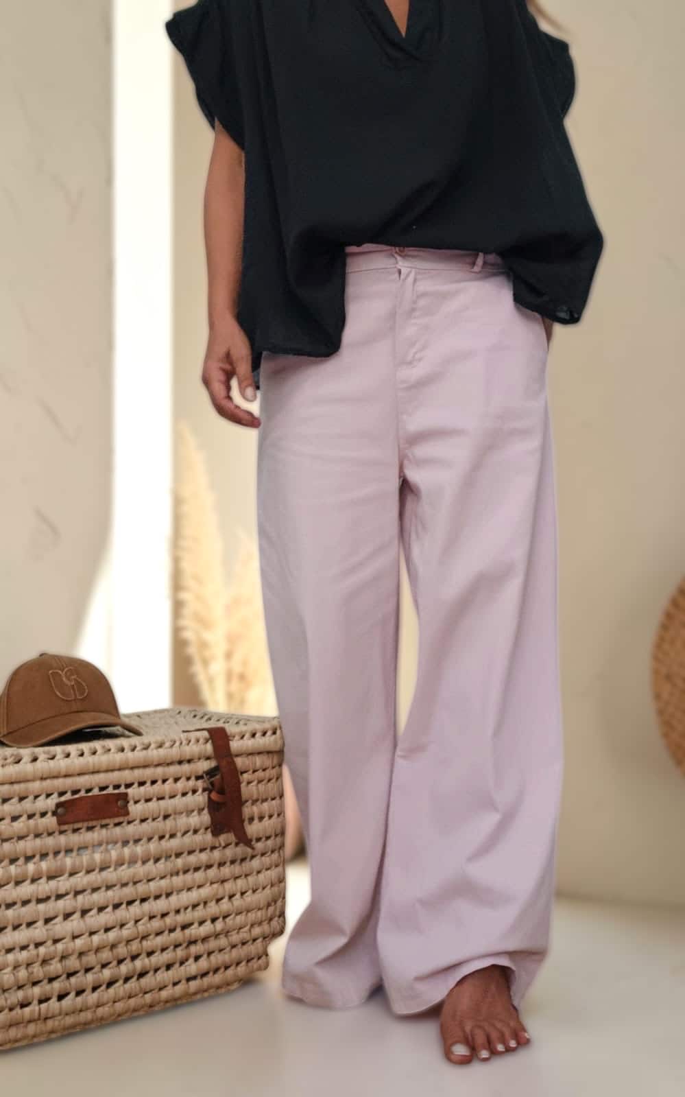 Pantalon Simon rose coupe droite ample – Image 2