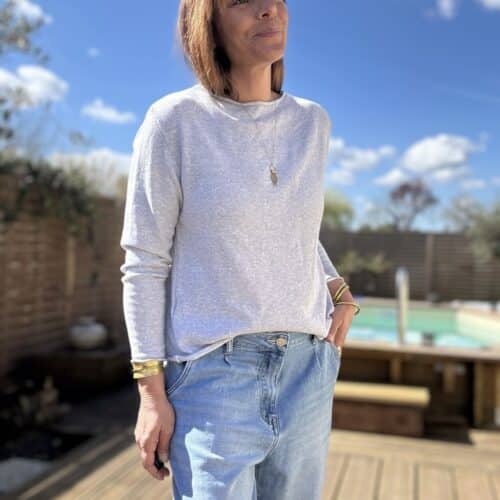 Pull en coton gris clair Noa