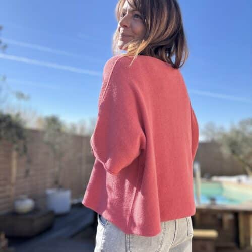 Pull ample corail col bateau Nano
