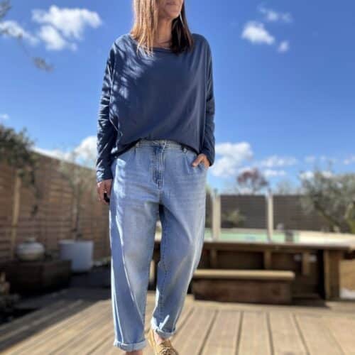 T-shirt oversize en coton marine Lino