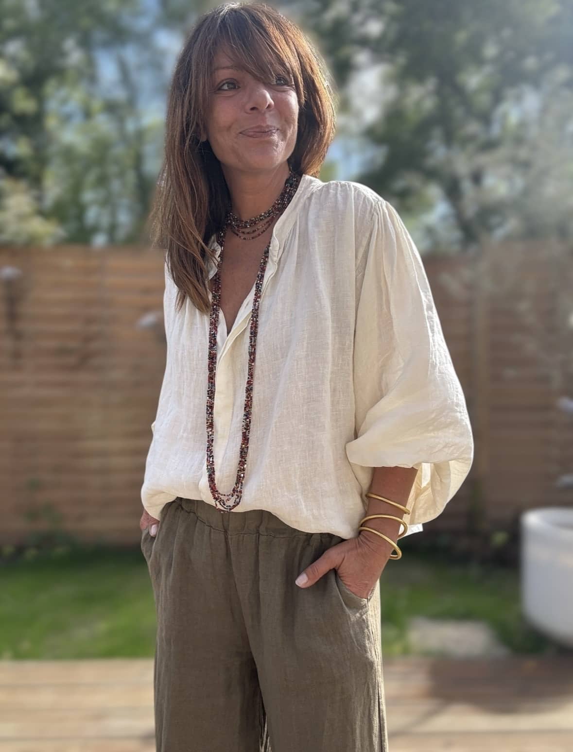 chemise ample en lin écrue Lévana